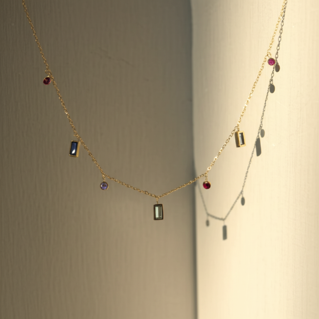 Multicolour stone chain best for layering  - Necklaces - View 3