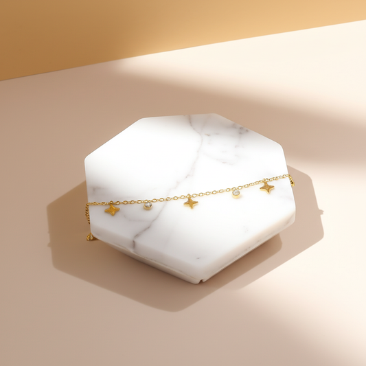 Star and white stone charm bracelet  - Bracelets - View 2