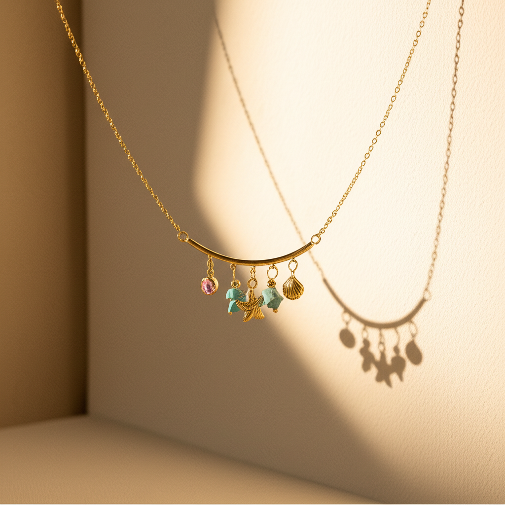 Ocean inspired charm pendant necklace  - Necklaces - View 3