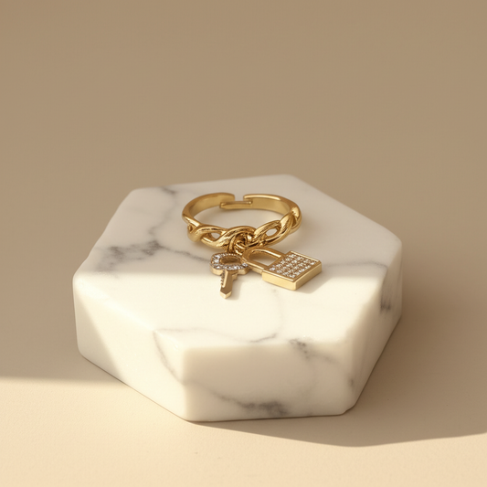 Lock and key charm ring - Rings - View 1