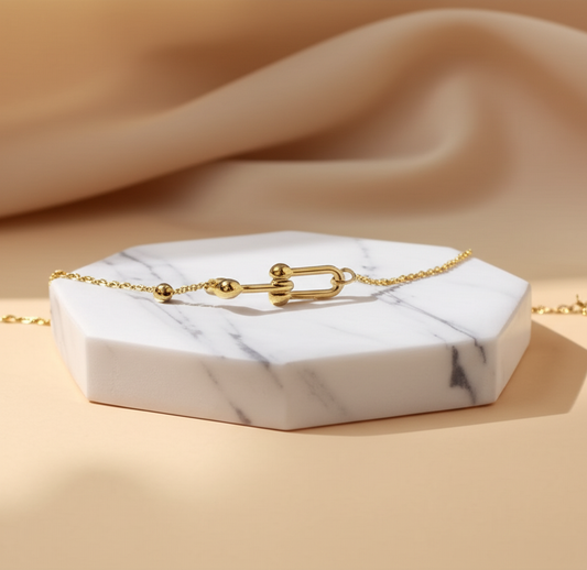 Interlocking statement piece with drop down chain bracelet - Bracelets - View 1