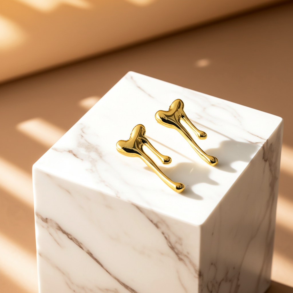 Melted heart drop earring studs - Earrings - View 5