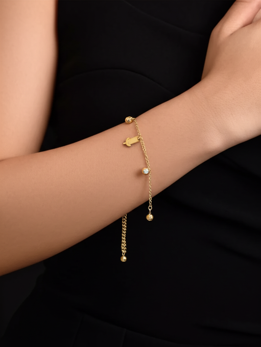 Rose and white stone charm bracelet  - Bracelets - View 2