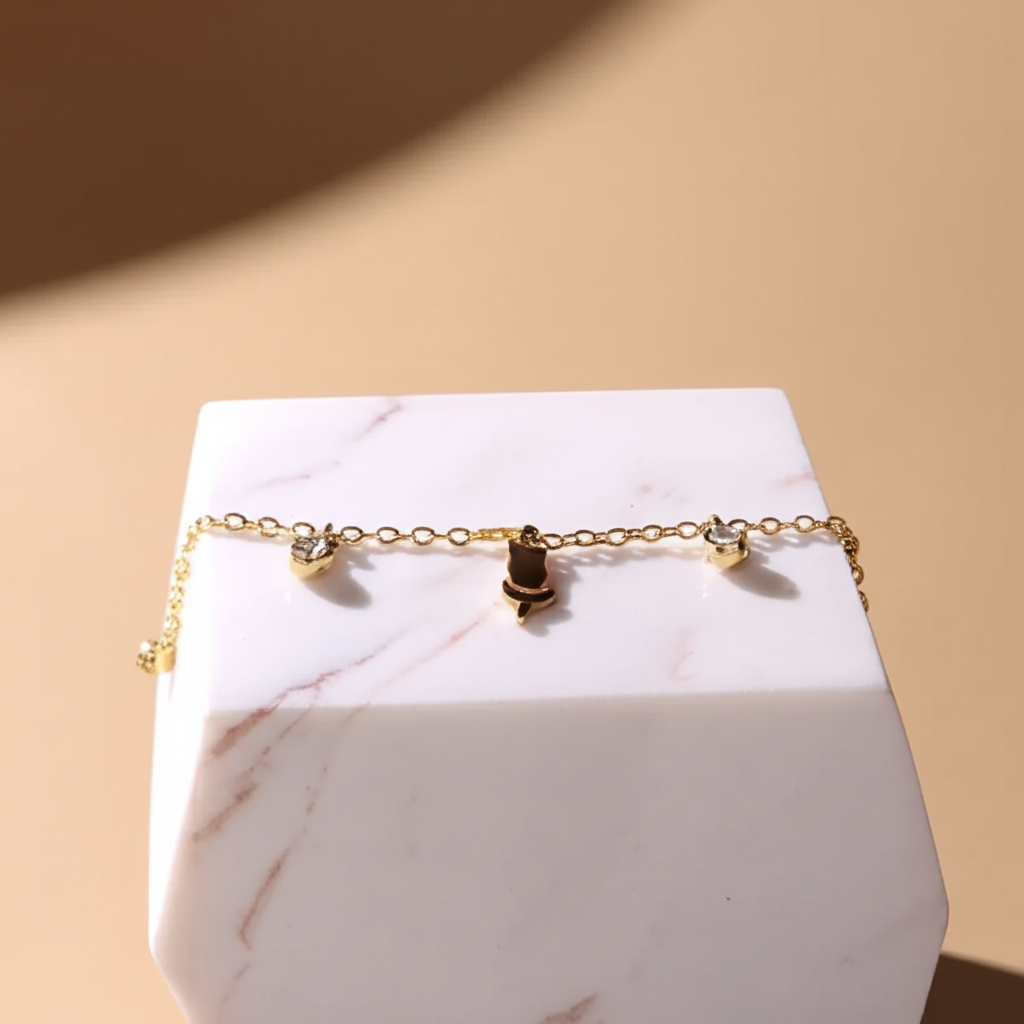 Rose and white stone charm bracelet  - Bracelets - View 3