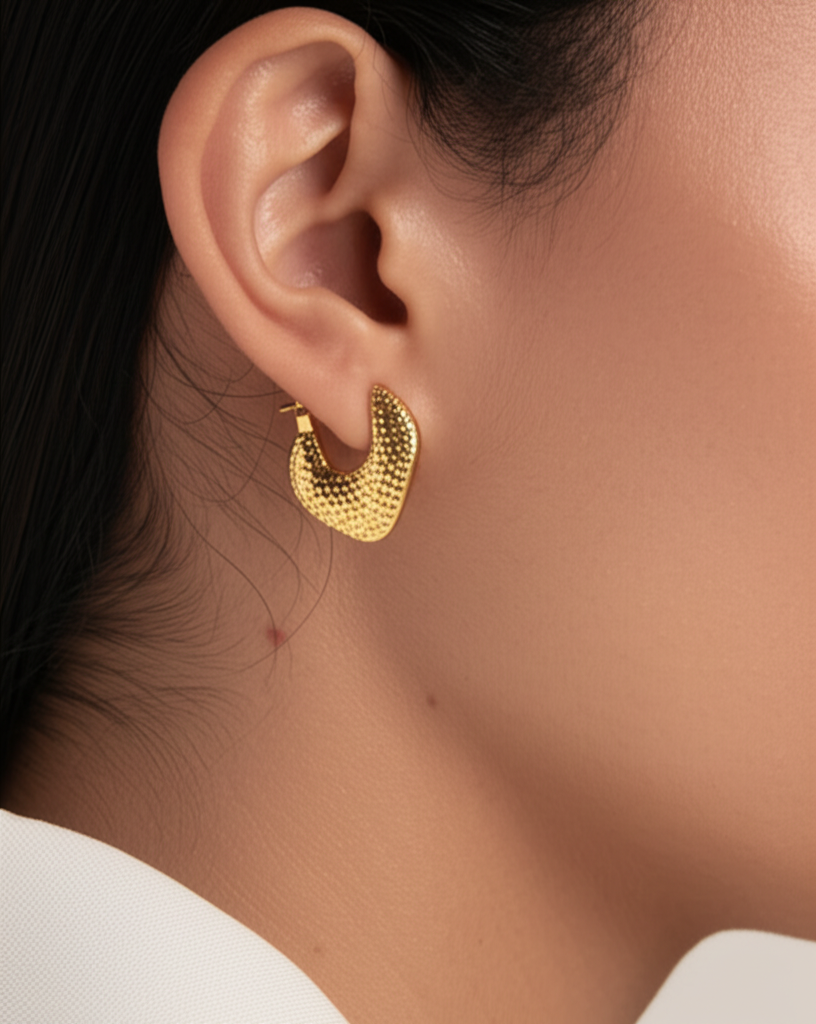 Strawberry shaped gold hoop earrings  - Earrings - View 3