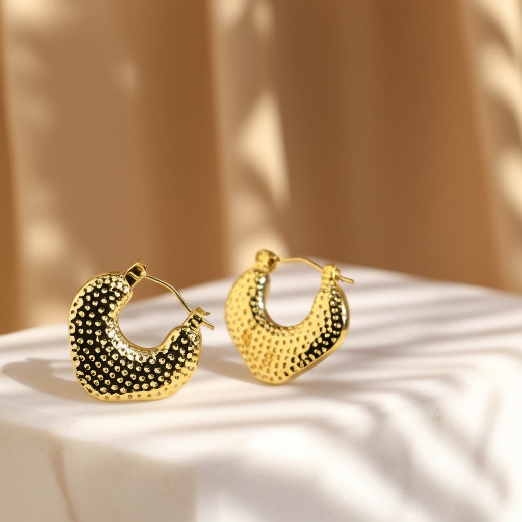 Strawberry shaped gold hoop earrings  - Earrings - View 4